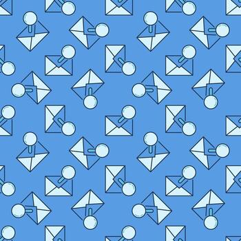 Magnifier with Envelope vector concept colored seamless pattern