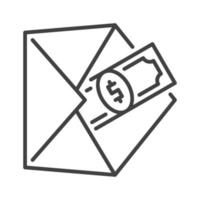 Money in Envelope vector Bribe concept outline icon