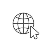 Mouse Cursor on Globe vector concept line icon or symbol