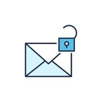 Open Padlock and Envelope vector Email Security concept colored icon