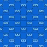 Open Envelope with USD Money vector blue line seamless pattern