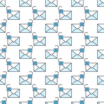 Open Padlock and Envelope vector colored seamless pattern
