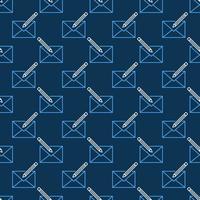 Pencil with Envelope vector blue line seamless pattern