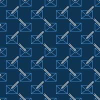 Pencil with Envelope vector blue line seamless pattern