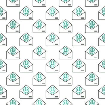 Opened Envelope with Dollar symbol vector Corruption line seamless pattern