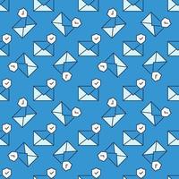 Shield and Envelope vector Email Protection blue seamless pattern