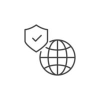 Shield and Globe vector concept outline icon