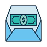 USD Money in Opened Envelope vector Commision concept colored icon