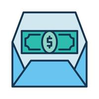 USD Money in Opened Envelope vector Commision concept colored icon