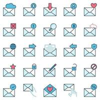 correo electrónico sobre de colores íconos colocar. correo y mensaje vector señales