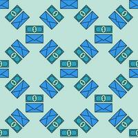 Envelope and Dollar Banknote vector colored seamless pattern