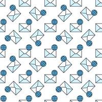 Earth Globe and Envelope vector Email colored seamless pattern