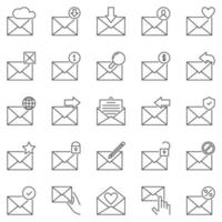 Envelope and Email outline icons set - Mail Message vector line symbols