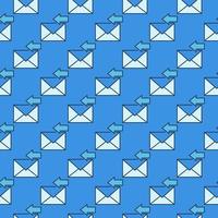 Envelope and Horizontal Arrow vector blue seamless pattern