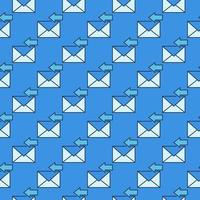 Envelope and Horizontal Arrow vector blue seamless pattern