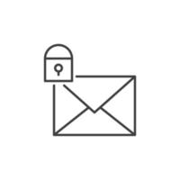 Envelope with Close Padlock vector Email Locked concept linear icon