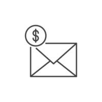 sobre con dólar firmar vector correo electrónico pago concepto contorno icono