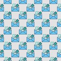 Envelope with Dollar Banknotes vector Money colored seamless pattern