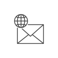 Envelope with Earth Globe vector WWW Email concept line icon