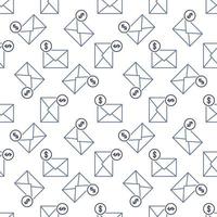 Envelope with Dollar Sign vector outline seamless pattern