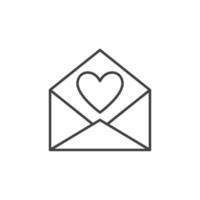 Envelope with Heart vector concept outline icon or sign