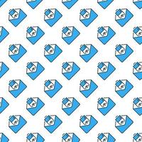 Envelope with EURO Money vector colored seamless pattern