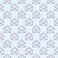 Envelope with Heart vector concept line creative seamless pattern