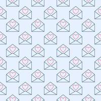 Envelope with Heart vector concept line creative seamless pattern