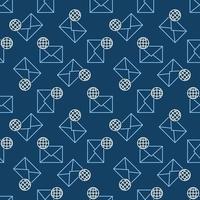 Envelope with Earth Globe vector WWW Email outline seamless pattern