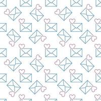 Envelope with Heart vector line seamless pattern or background