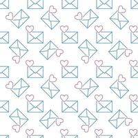 Envelope with Heart vector line seamless pattern or background