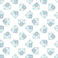 Envelope with Money vector Salary and Cash concept line seamless pattern