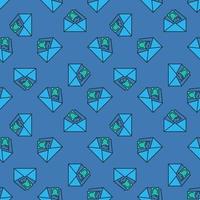 Envelope with Money vector blue line seamless pattern