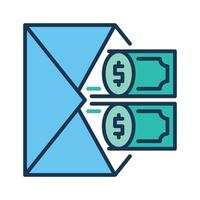 Envelope with Pair of Dollar Banknotes vector Bribe concept colored icon