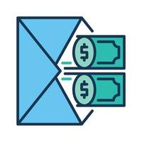 Envelope with Pair of Dollar Banknotes vector Bribe concept colored icon