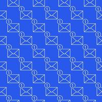 Envelope with One number in Circle vector blue line seamless pattern