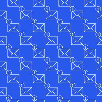 Envelope with One number in Circle vector blue line seamless pattern