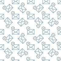 Envelope with Shield vector line seamless pattern