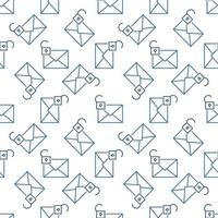 Envelope with Open Padlock vector outline seamless pattern