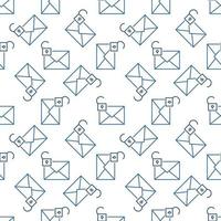 Envelope with Open Padlock vector outline seamless pattern