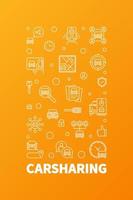 Carsharing linear illustration - Car Sharing vector concept line banner