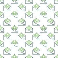 Cash in Envelope vector Dollar Bribe concept line seamless pattern