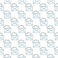 Cloud with Envelope vector Online Email line seamless pattern