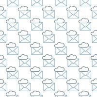 Cloud with Envelope vector Online Email line seamless pattern