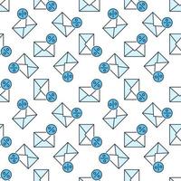 Circle with Percent sign and Envelope vector colored seamless pattern