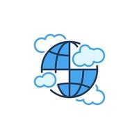 Clouds and Earth Globe vector concept colored icon or symbol