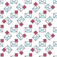 Cross Sign and Envelope vector colored seamless pattern