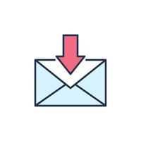 Down Arrow and Envelope vector Email Download concept colored icon