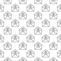 Dollar Coin in Envelope vector Finance outline seamless pattern