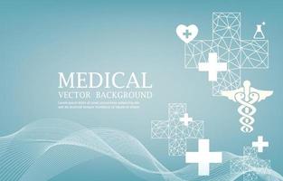 Vector modern medical blue background.medical icons.polygon.cross shape.abstract wallpaper